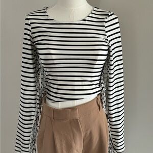 Striped Black and White Women's Top